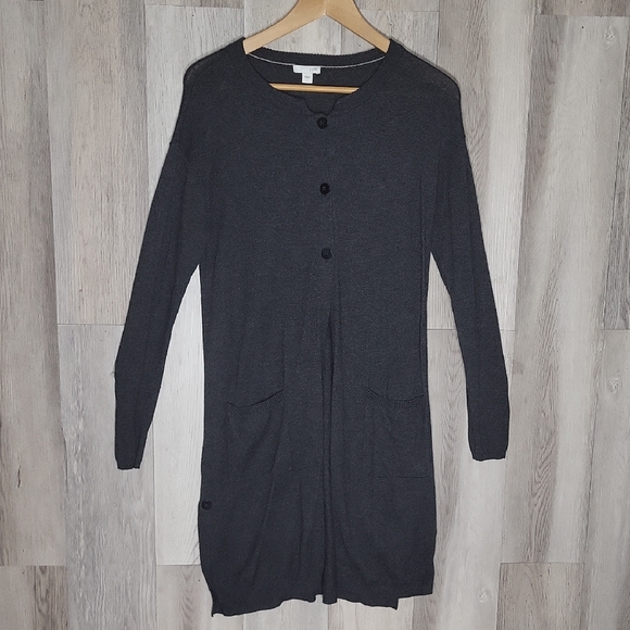 J. Jill Sweaters - J Jill Womens S Wool Blend Duster Cardigan Sweater Long Line‎ Charcoal Pockets